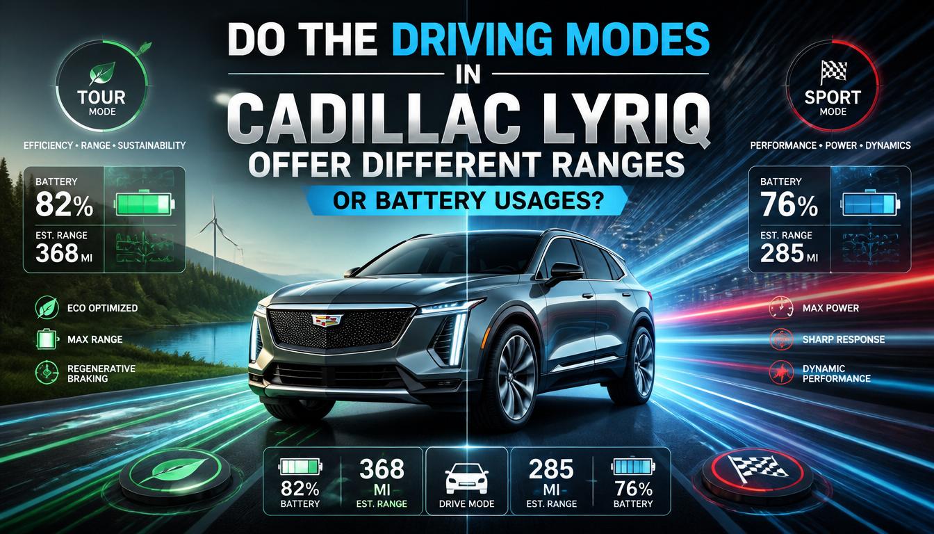 do the driving modes in cadillac lyriq offer different ranges or battery usages?