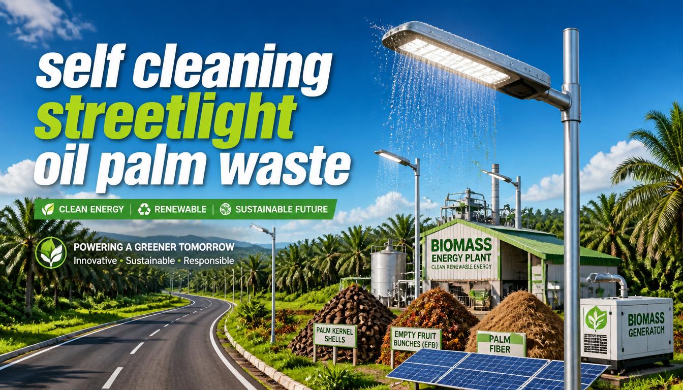 self cleaning streetlight oil palm waste
